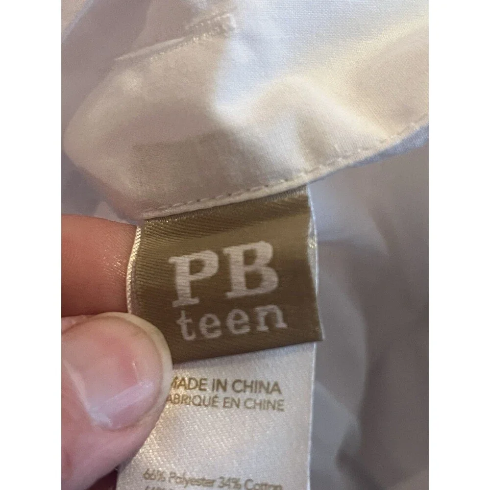 Pottery Barn White w Multicolor Ribbon Ruched Duvet Cover Full/Queen
